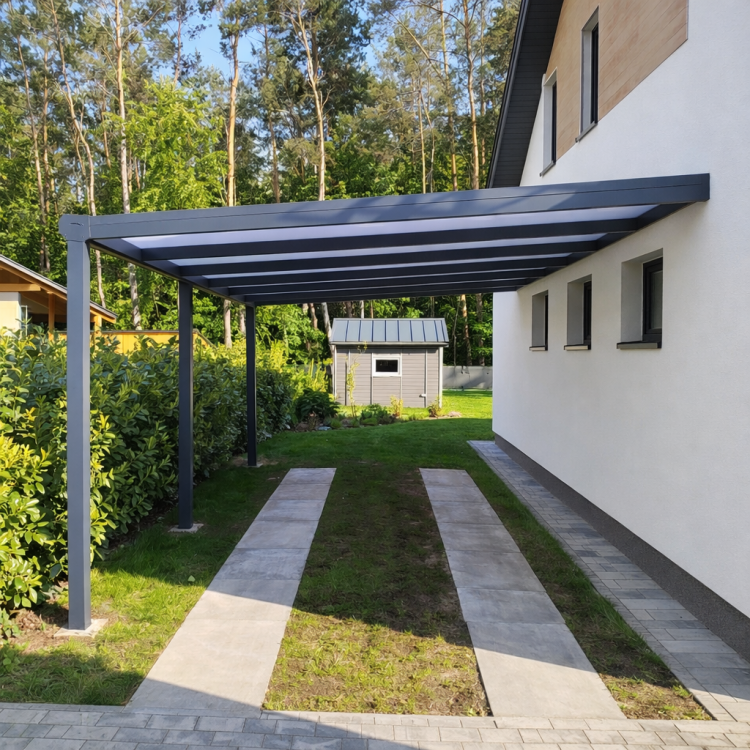 Carport Nimbus – widok całości przy budynku