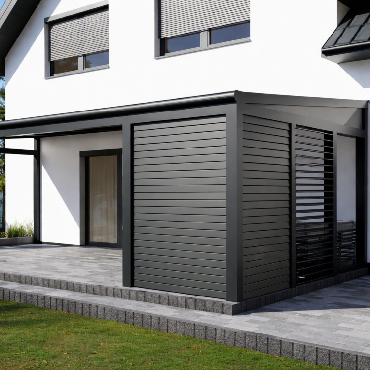 Ruchome lamele aluminiowe – widok frontowy